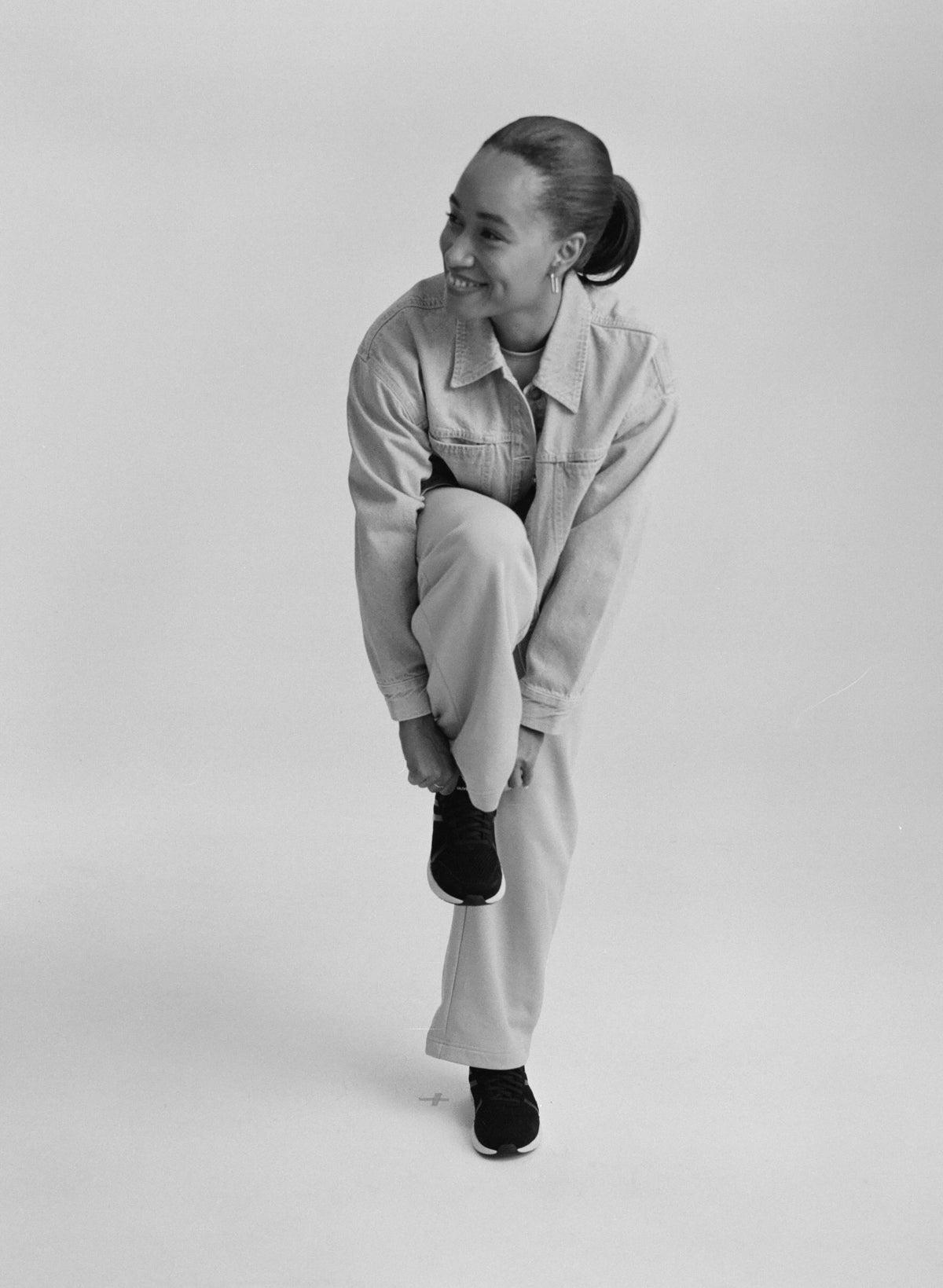 Woman stepping into overpronation shoes